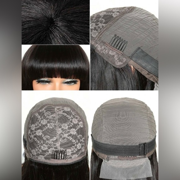 Straight Human 180% Density Hair Wig With Bangs 22 inches - Picture 4 of 4